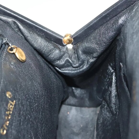CHANEL Matelasse Chain Shoulder Bag Lamb Skin Black Gold CC Auth 139414